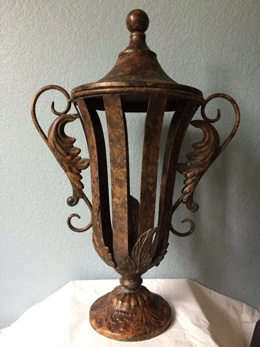 Large METAL Decorative VASE Size: 23 in TALL x 16 in WIDE Unbranded STAGING Use